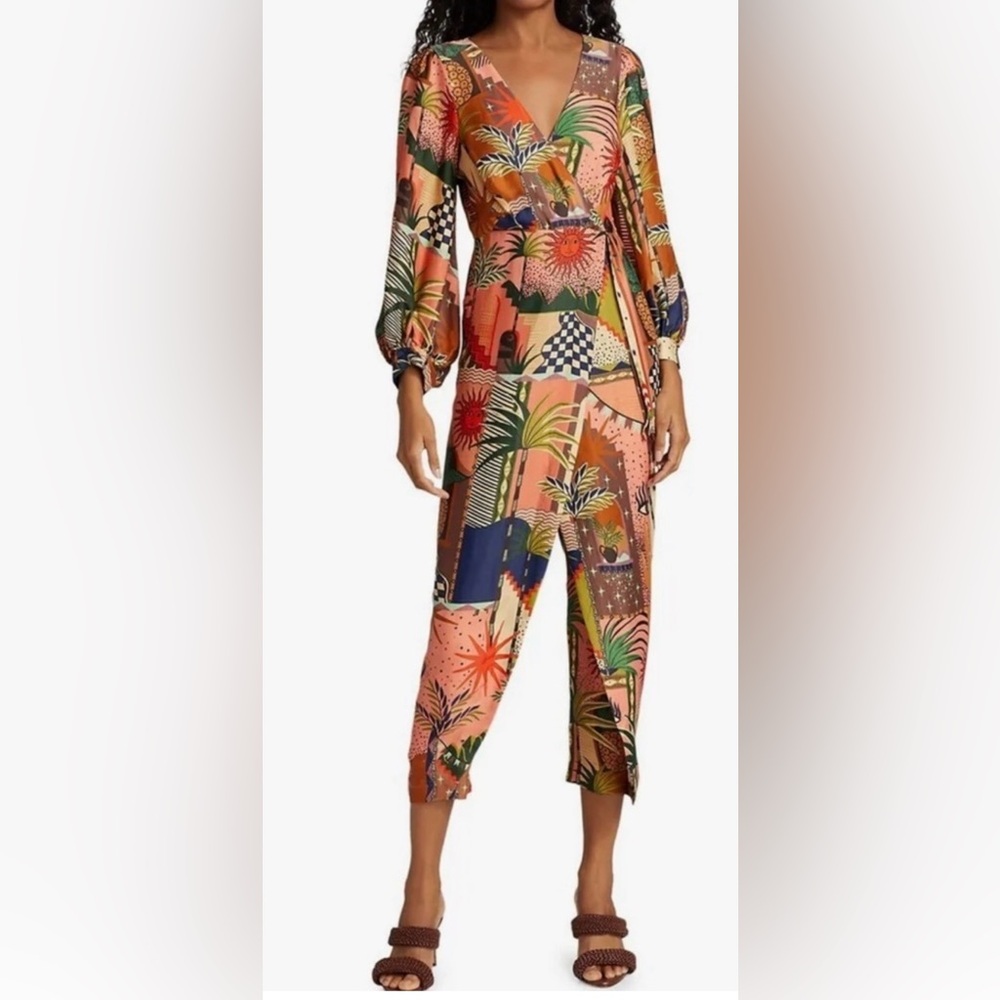 Farm Rio Mystic city wrap jumpsuit size small